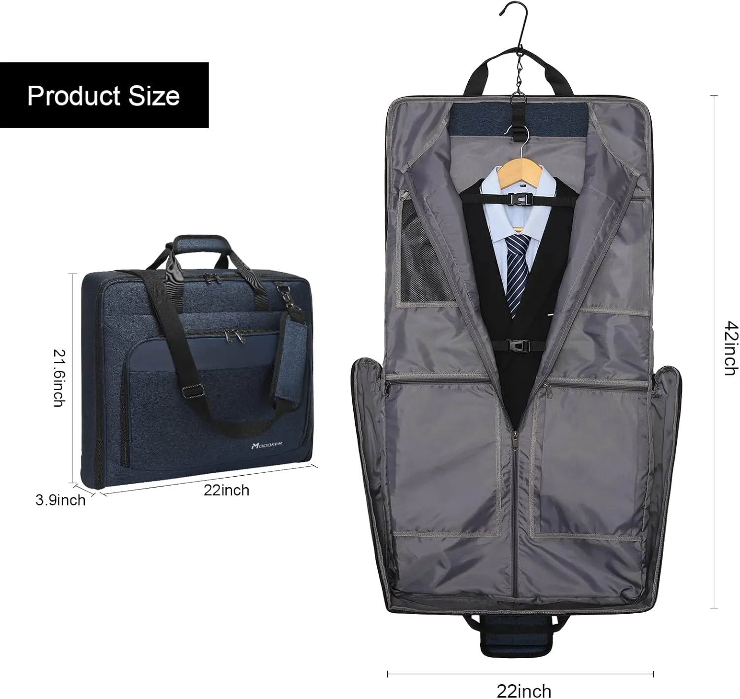 Modoker Suit Luggage Garment Bag with Shoulder Strap, Suit Carry on Bag Hanging Suitcase Garment Bags for Men Women Business Travel