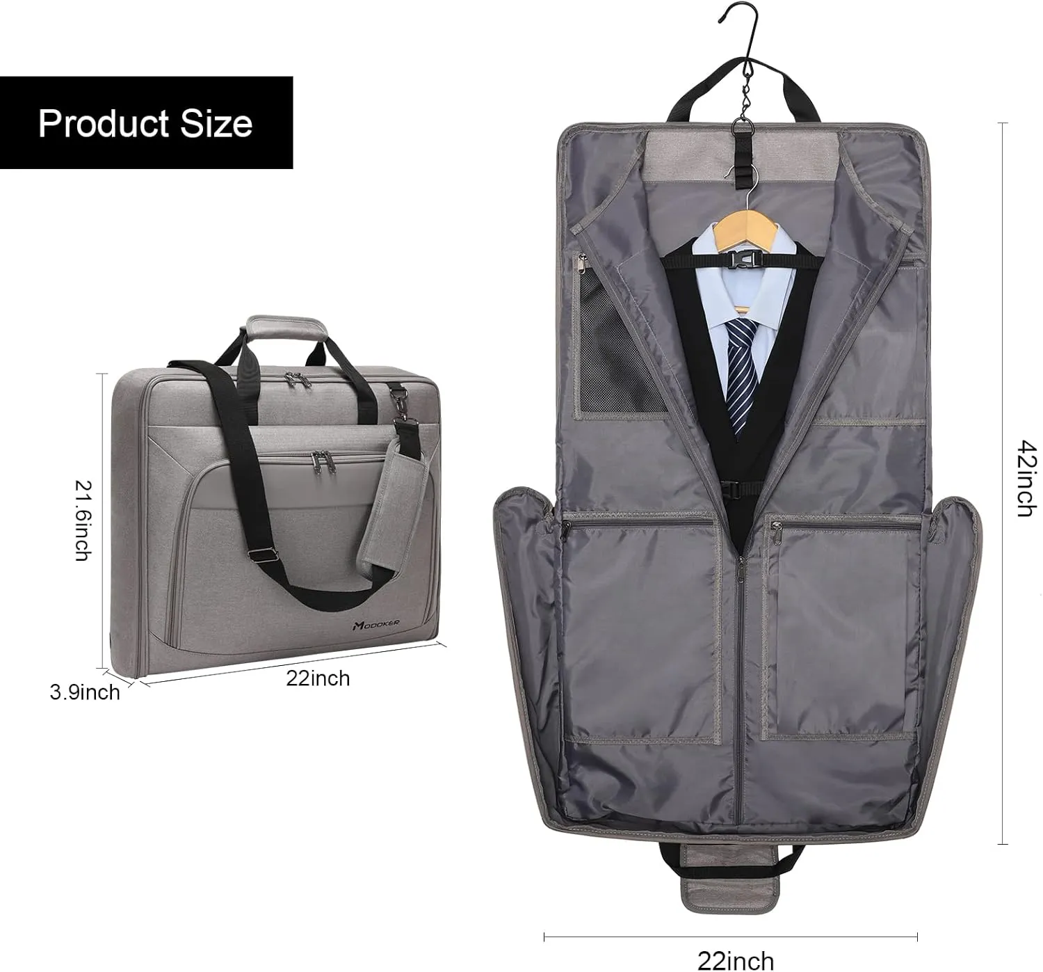 Modoker Suit Luggage Garment Bag with Shoulder Strap, Suit Carry on Bag Hanging Suitcase Garment Bags for Men Women Business Travel