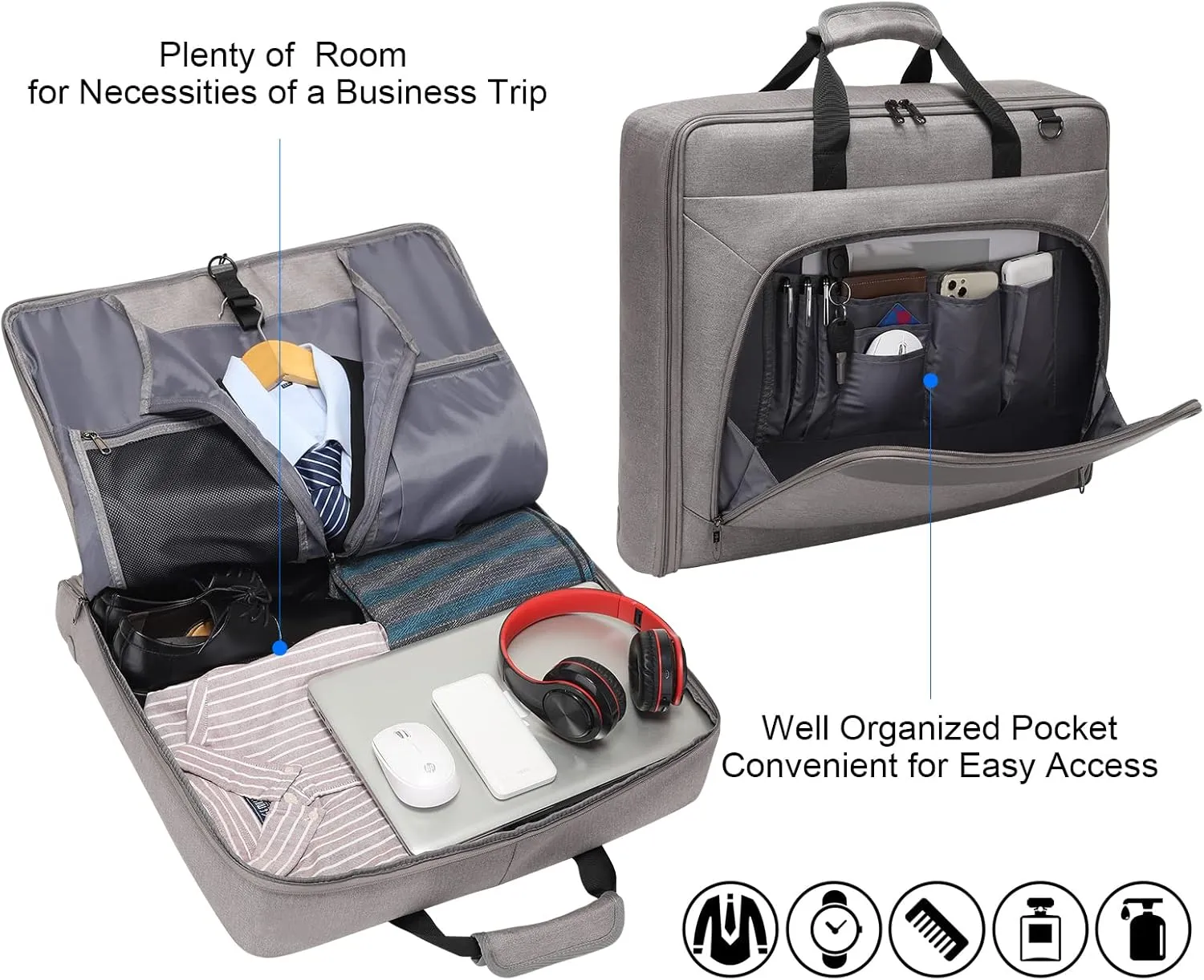Modoker Suit Luggage Garment Bag with Shoulder Strap, Suit Carry on Bag Hanging Suitcase Garment Bags for Men Women Business Travel