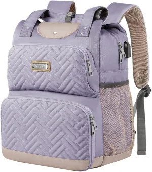 Mogplof Lunch Bag Backpack, Insulated Cooler Laptop Backpack Water-resistant with USB Port, 15.6 Inch Laptop Bookbag Food Backpacks for Work College Travel,Lunch Box Bag RFID for Women Nurse, Purple