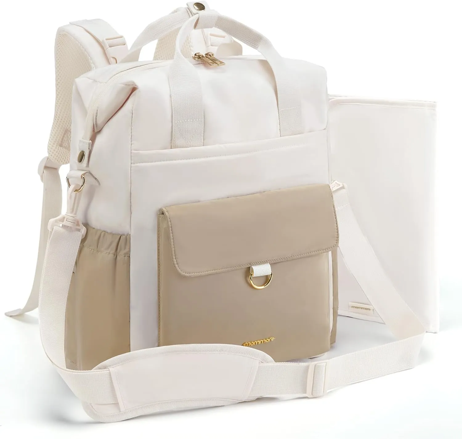 mommore Diaper Bag Backpack, Large Baby Bag for Girl Boy Convertible Diaper Bag Tote with Changing Pad, Insulated Pockets, Stroller Buckles, Travel Diaper Bag with Removable Shoulder Strap