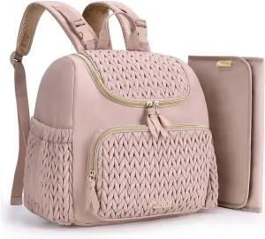 mommore Diaper Bag Small Diaper Backpack Stylish Baby Travel Backpacks with Insulated Pockets, Changing Pad, Stroller Straps