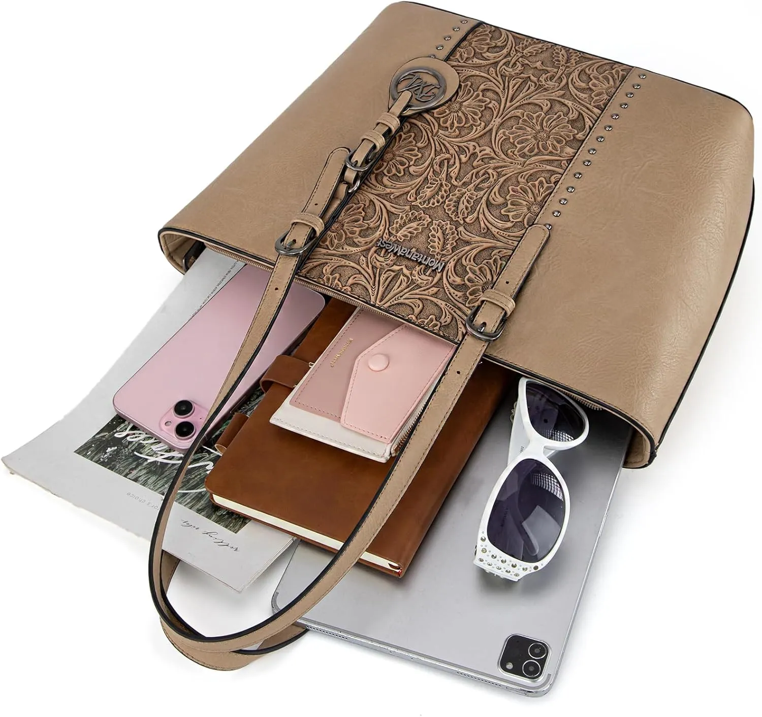 Montana West Tote Bag for Women Large Purse and Handbags Set Embossed Collection Purse 2Pcs Set
