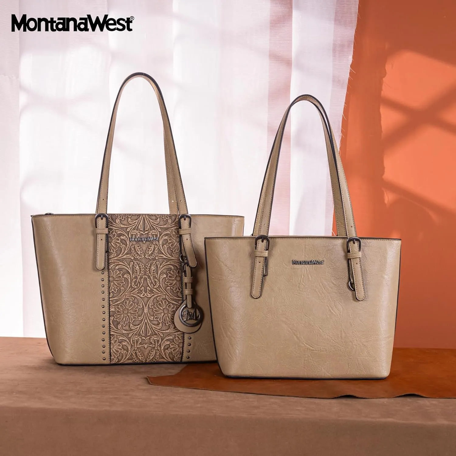 Montana West Tote Bag for Women Large Purse and Handbags Set Embossed Collection Purse 2Pcs Set