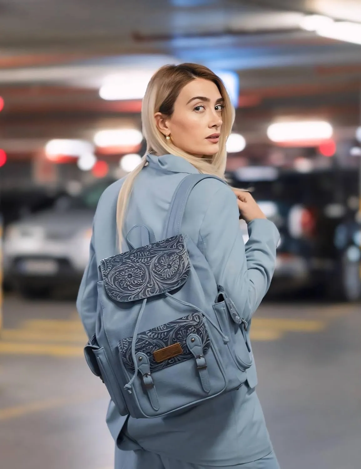 Montana West x Wrangler Backpack Purse for Women Men Western Backpack Floral Tooled Travel Bags