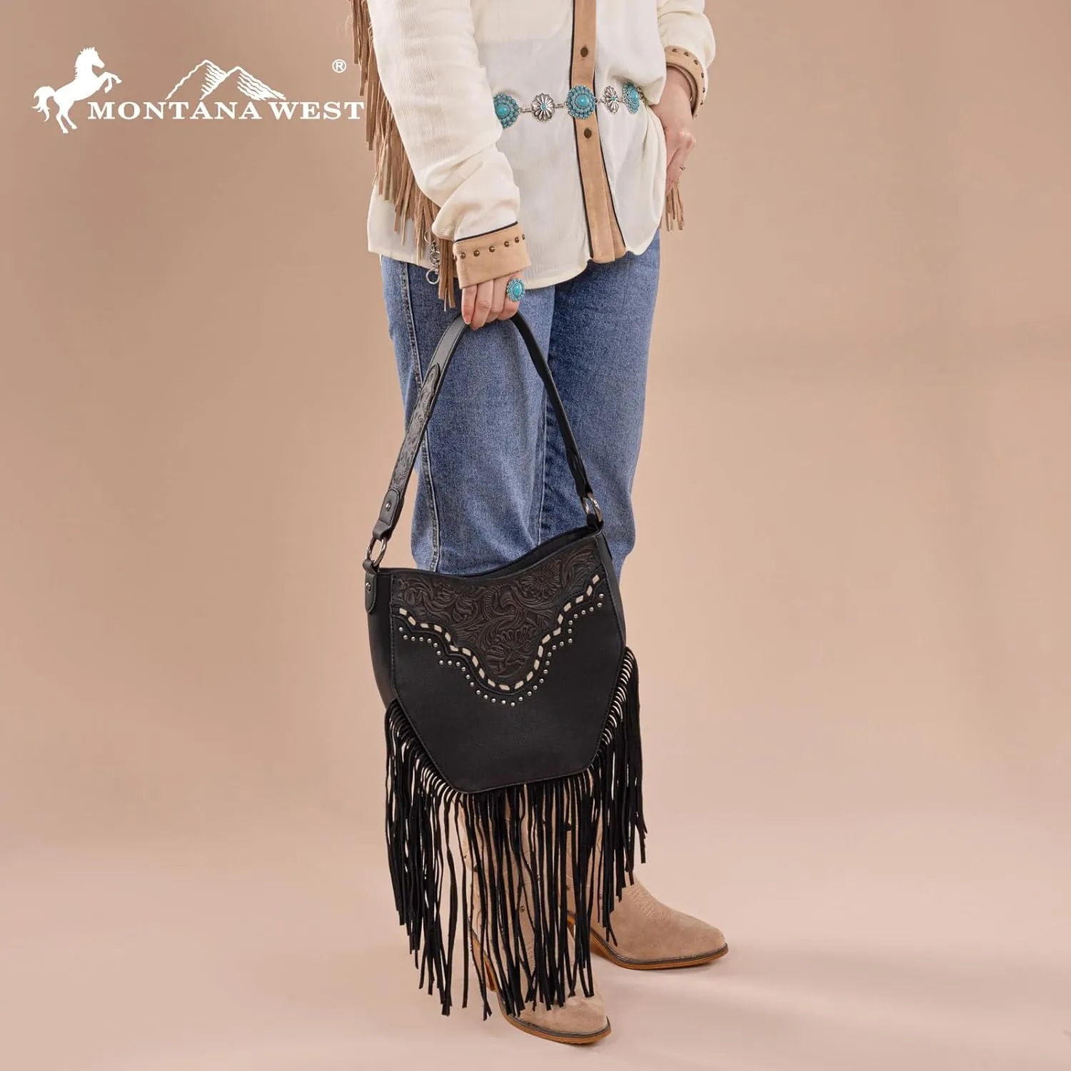 Montana Western Fringe Hobo Bags for Women Top Handle Shoulder Purses
