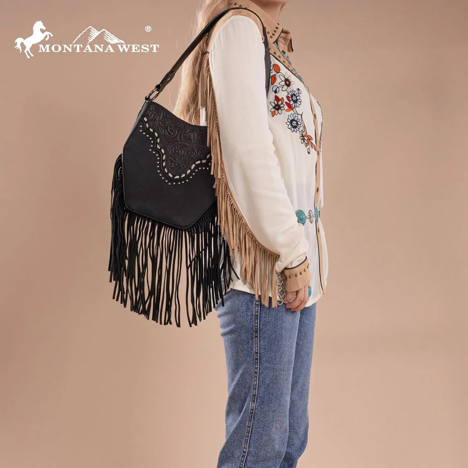 Montana Western Fringe Hobo Bags for Women Top Handle Shoulder Purses
