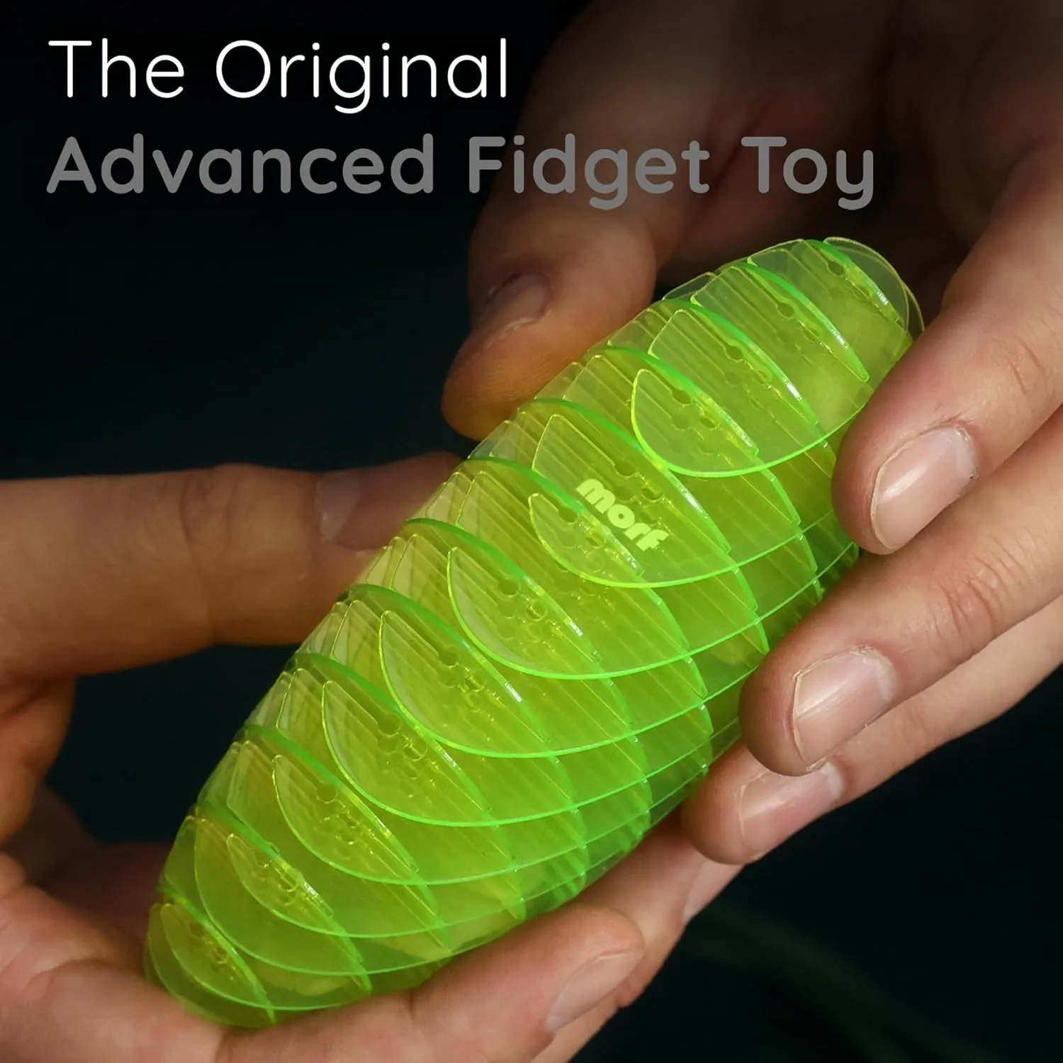 Morf Fidget Worm Toy - Desk Fidgets for Adults - Quiet Worm Fidget Toy Sensory Toys - Fun and Interactive Fidget Toy for Kids - USA Patent Pending Figgy Toys (Green, Small)