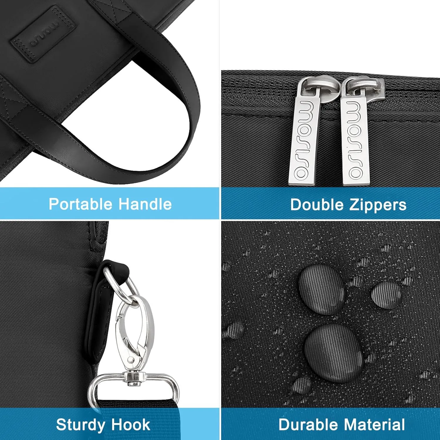 MOSISO Laptop Bag for Women, 13.3 inch Computer Bag Compatible with MacBook, HP, Dell, Lenovo, Asus, Razer Notebook, Laptop Shoulder Briefcase with Strap and Silk Scarf, Black