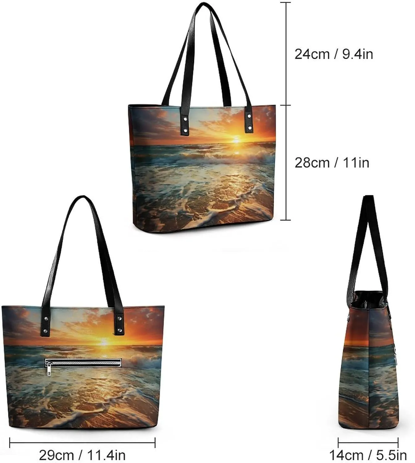 Mountain And Water At Sunset Bag Purse Handbag for Women Top Handle Satchel Shoulder with Zipper Tote Bags Large