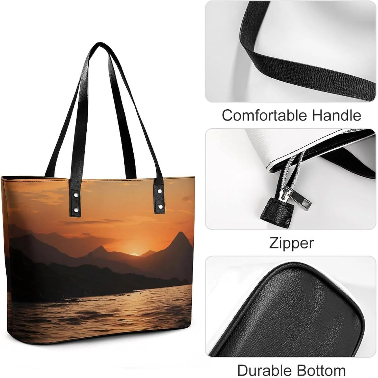 Mountain And Water At Sunset Bag Purse Handbag for Women Top Handle Satchel Shoulder with Zipper Tote Bags Large