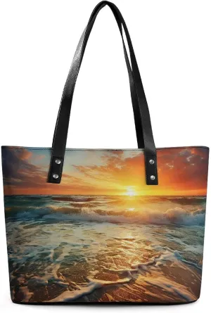 Mountain And Water At Sunset Bag Purse Handbag for Women Top Handle Satchel Shoulder with Zipper Tote Bags Large