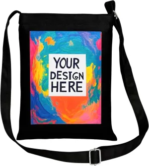 Muka Custom Small Crossbody Shoulder Bag with Logo, 7 x 9 Inch Canvas Zipper Handbags, Black Pet Photo Bag