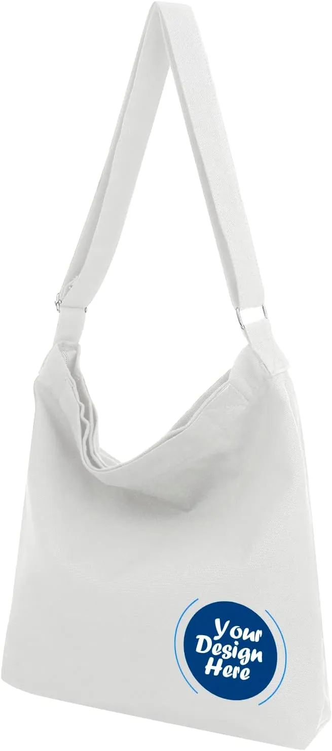 Muka Customize Canvas Hobo Bag, Shoulder Bag with Logo, Retro Handbag Crossbody Bag