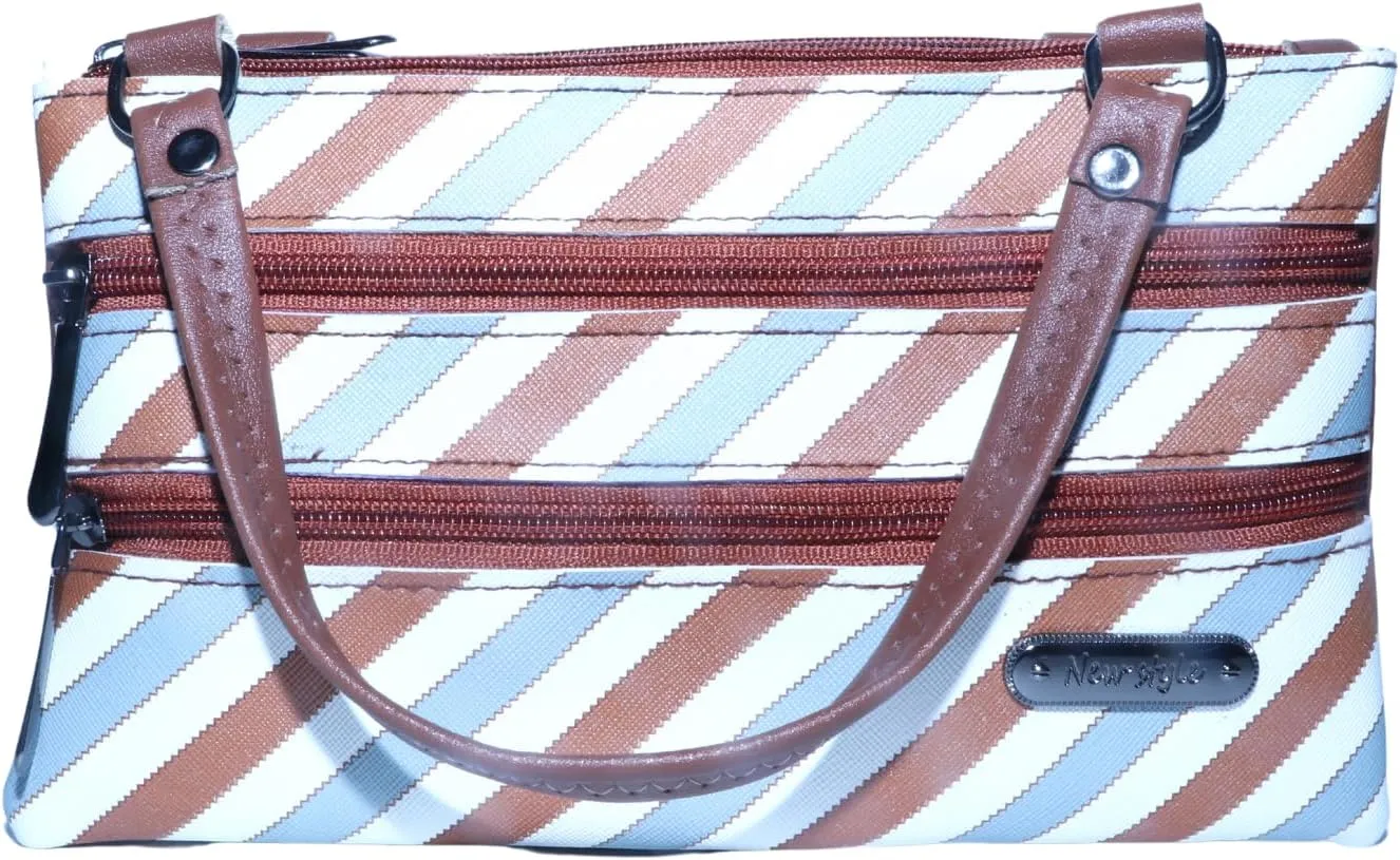 Multicolor Colorful Women Hand-held Bag - Medium, Women Tan Hand-held Purse Crossbody Sling Bag Handbag, Brown