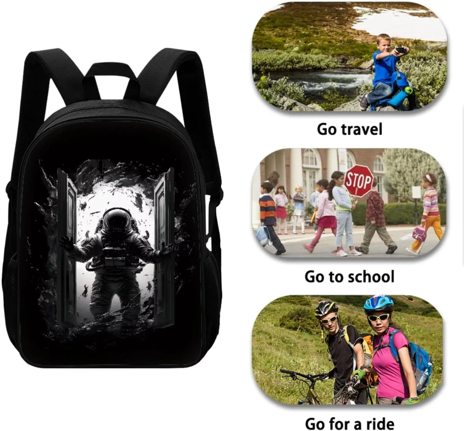 Mumeson Asronsut Pattern Backpacks Big Capacity Bookbag Schoolbags 3 Pieces Set Schoolbag with Portable Insulated Lunch Bag Mini Pencil Case,Lightweight Backpack Set