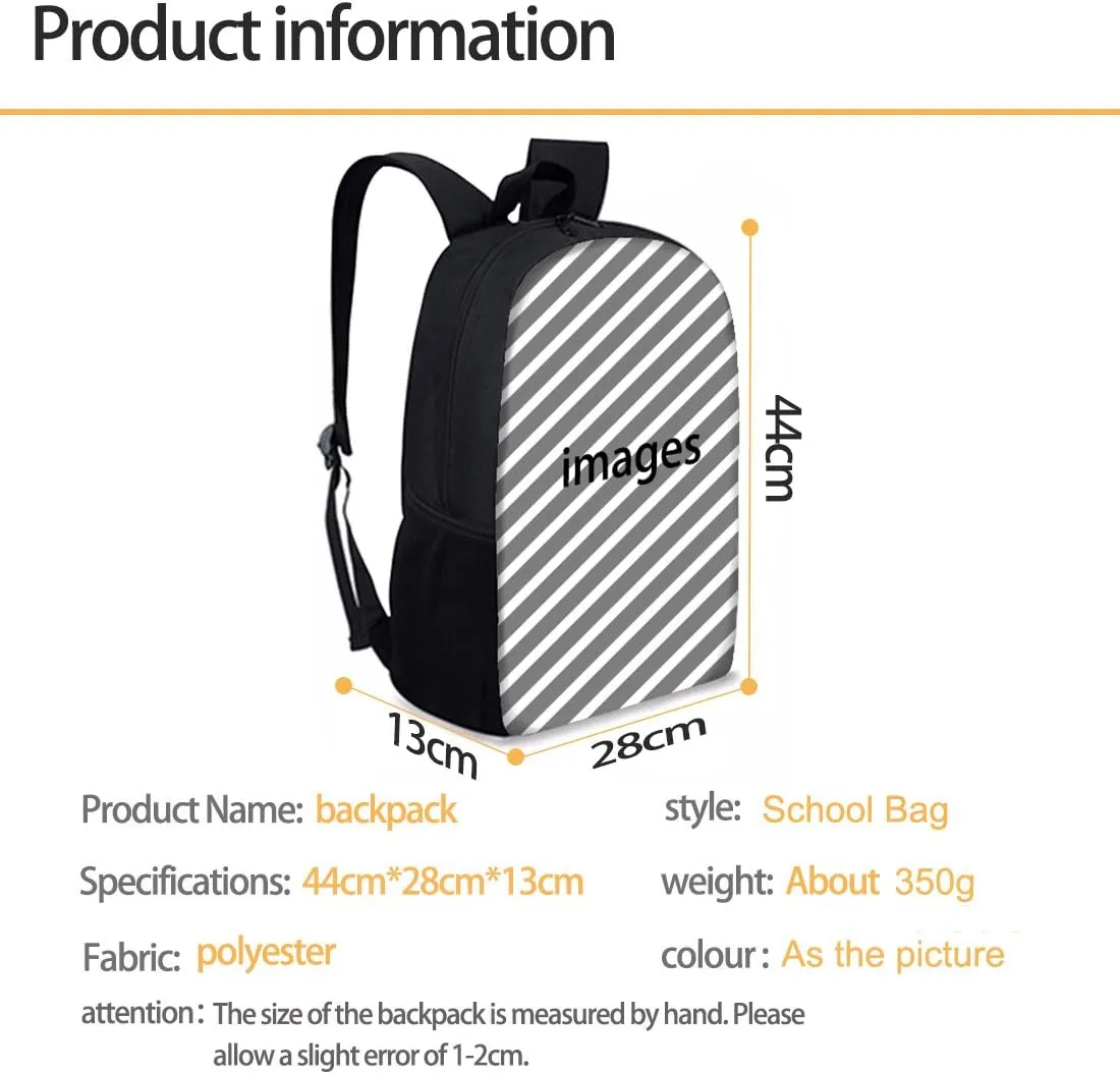 Mumeson Asronsut Pattern Backpacks Big Capacity Bookbag Schoolbags 3 Pieces Set Schoolbag with Portable Insulated Lunch Bag Mini Pencil Case,Lightweight Backpack Set