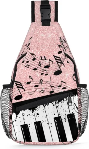 Music Note Crossbody Sling Backpack Sling Bag Chest Bag for Women Men Outdoor Shoulder Bag Travel Hiking Daypack