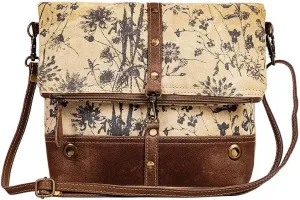 Myra Bag Crossbody Bag for Women - Western Upcycled Canvas & Leather Shoulder Handbag Brown
