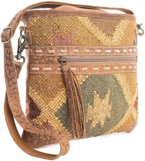 Myra Bag Western Leather Crossbody Bag for Women - Upcycled Canvas Shoulder Bag