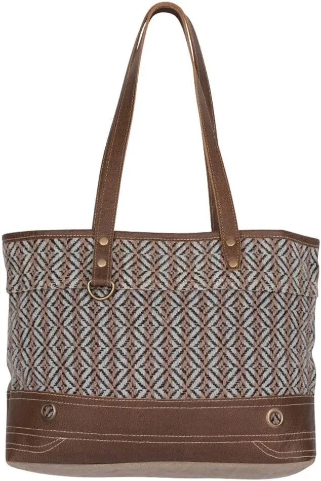 Myra Bag Western Leather Tote Bag for Women, Upcycled Cotton Shoulder Bag