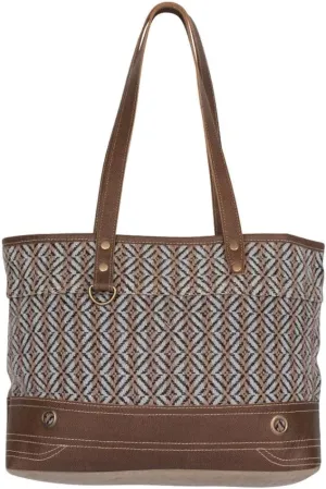 Myra Bag Western Leather Tote Bag for Women, Upcycled Cotton Shoulder Bag
