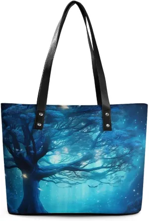 Mystical Blue Nature Bag Purse Handbag for Women Top Handle Satchel Shoulder with Zipper Tote Bags Large