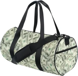 Naanle Money American Hundred Dollar Bill Pattern Gym bag Sports Travel Duffle Bags for Men Women Boys Girls Kids