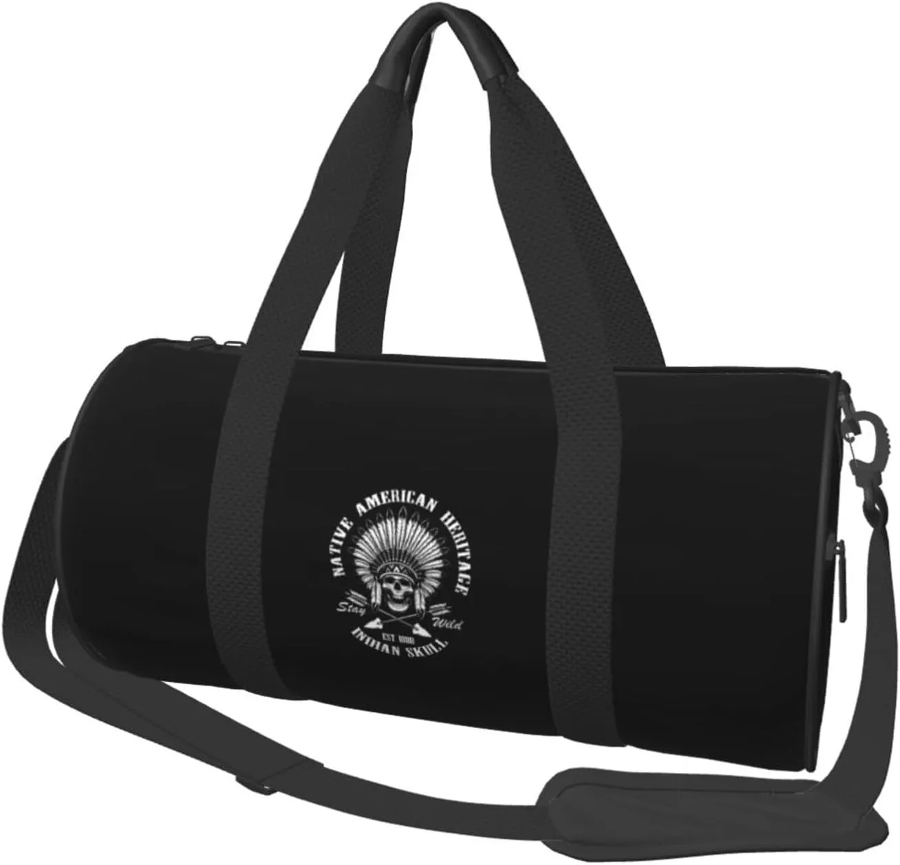 Native American Skull Convertible Garment Bag with Shoulder Strap, Carry on Garment Duffel Bag for Men Women - Rolling Foldable for Travel Luggage Bags (Black)