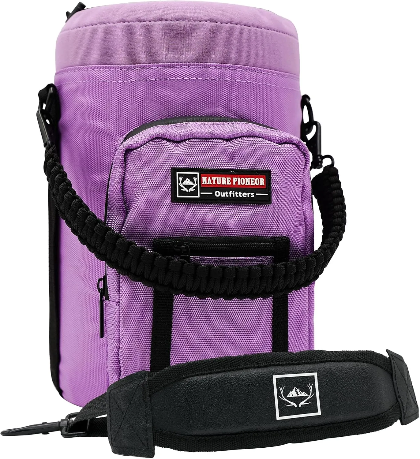 NATURE PIONEOR Insulated Water Bottle Holder with Shoulder Strap for Half/One Gallon 64oz/128OZ Sports Water Jugs Bottles, Carrier/Pouch Sleeve for Outdoor Camping, Hiking,Gym