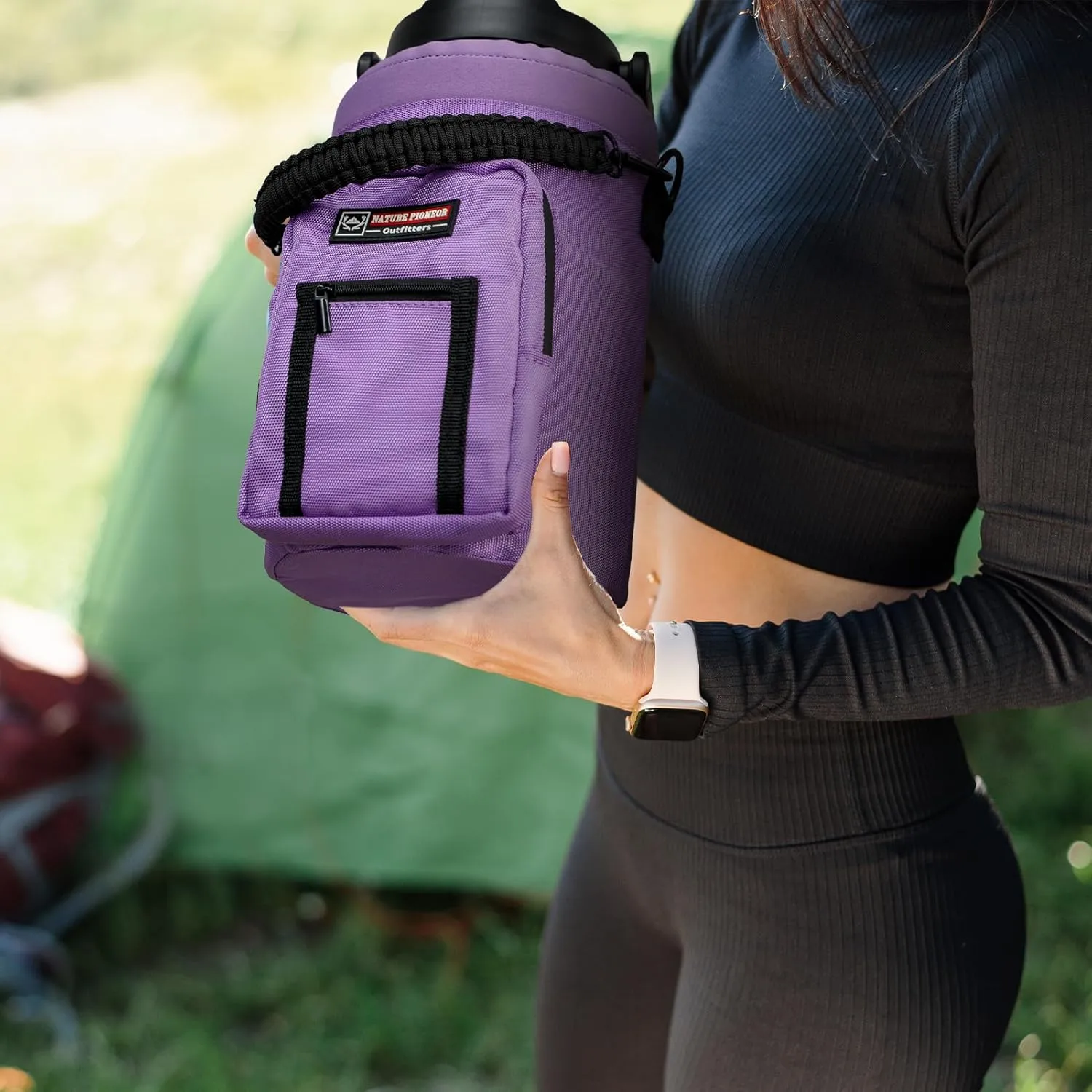 NATURE PIONEOR Insulated Water Bottle Holder with Shoulder Strap for Half/One Gallon 64oz/128OZ Sports Water Jugs Bottles, Carrier/Pouch Sleeve for Outdoor Camping, Hiking,Gym
