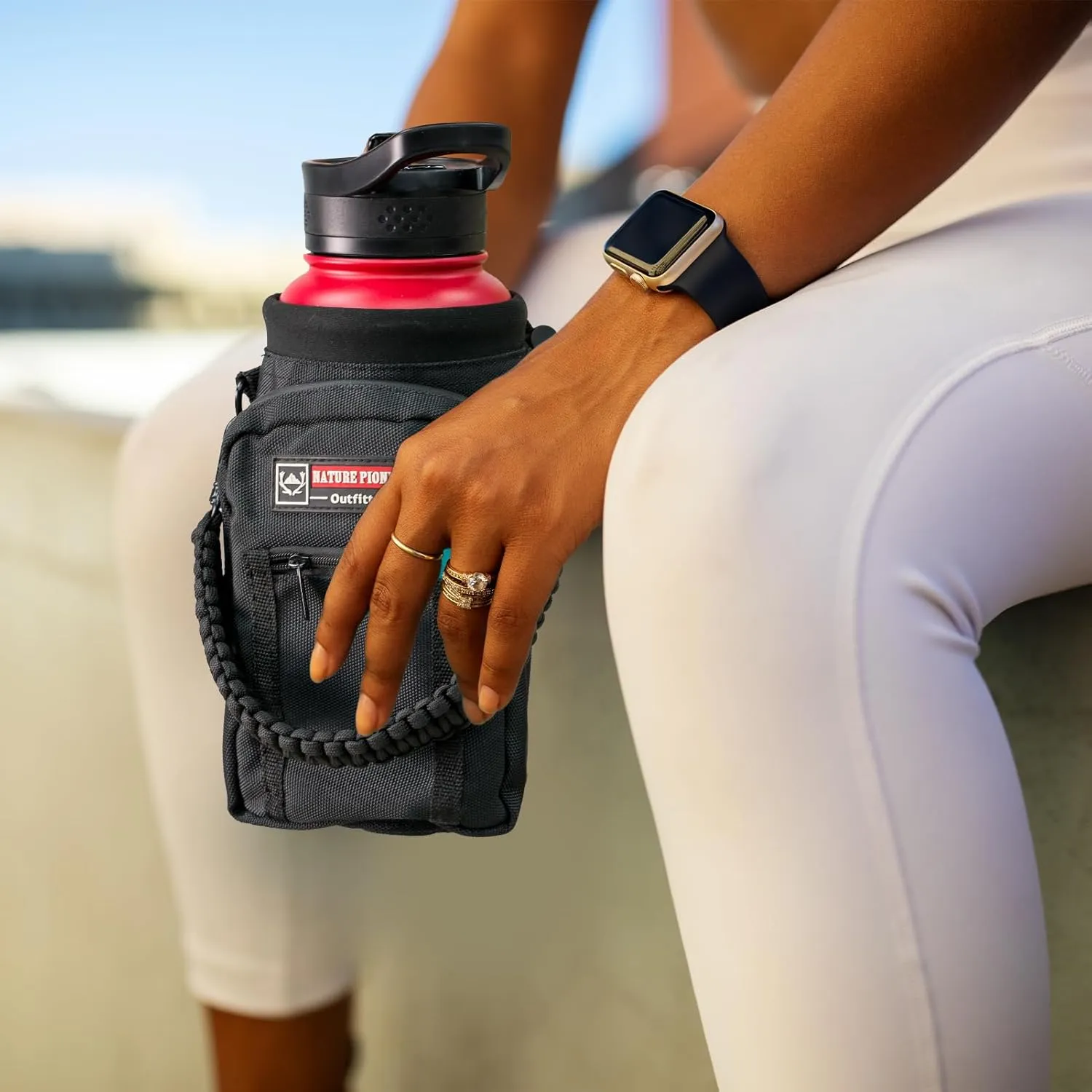 NATURE PIONEOR Water Bottle Holder with Strap 25 32 40 64 oz Insulated Water Bottle Carrier Sling Sleeve for Hiking,Outdoor Camping,Gym