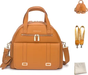 New and Upgraded Diaper Bag Backpack, Leather Baby Bag Tote Diaper Backpack with Changing Pad, Hand Sanitizer Holder Stroller Hooks, Lightweight Stylish Mommy Bag Daisy Collection