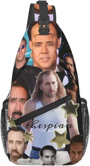 Nic-olas Cage Crossbody Bag Sling Shoulder Backpack, for Outdoor Travel,Sports,Camping,Hiking,Shoulder Bags