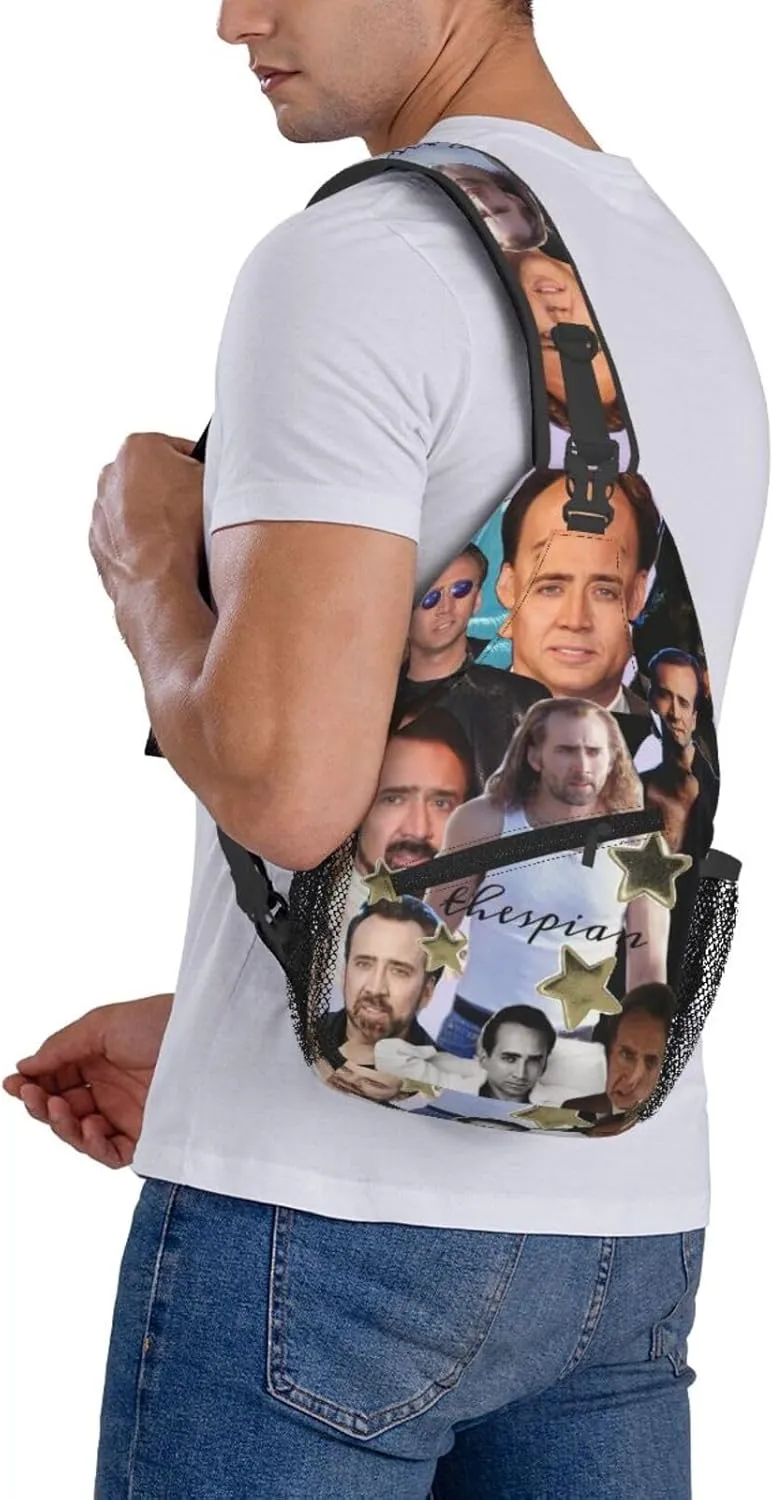 Nic-olas Cage Crossbody Bag Sling Shoulder Backpack, for Outdoor Travel,Sports,Camping,Hiking,Shoulder Bags