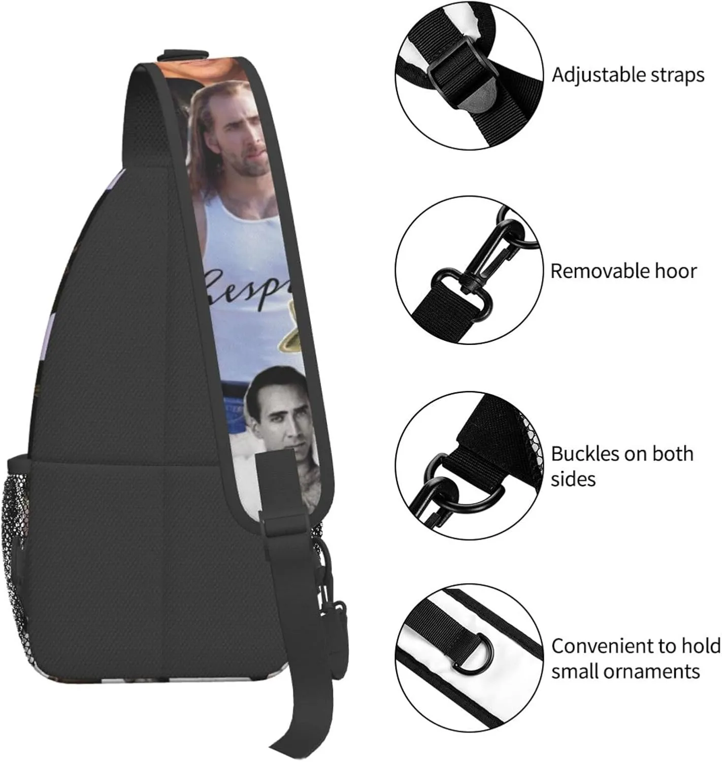 Nic-olas Cage Crossbody Bag Sling Shoulder Backpack, for Outdoor Travel,Sports,Camping,Hiking,Shoulder Bags