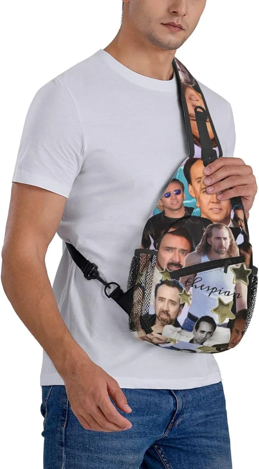 Nic-olas Cage Crossbody Bag Sling Shoulder Backpack, for Outdoor Travel,Sports,Camping,Hiking,Shoulder Bags
