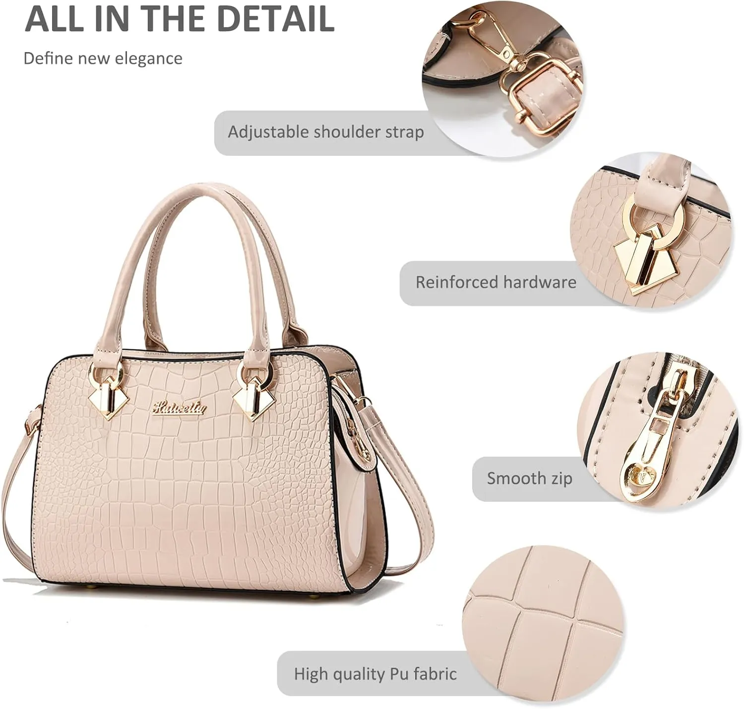 NICOLE & DORIS Ladies Medium Handbags Top Handle Bag Patent Leather Shoulder BagWaterproof Tote Bag