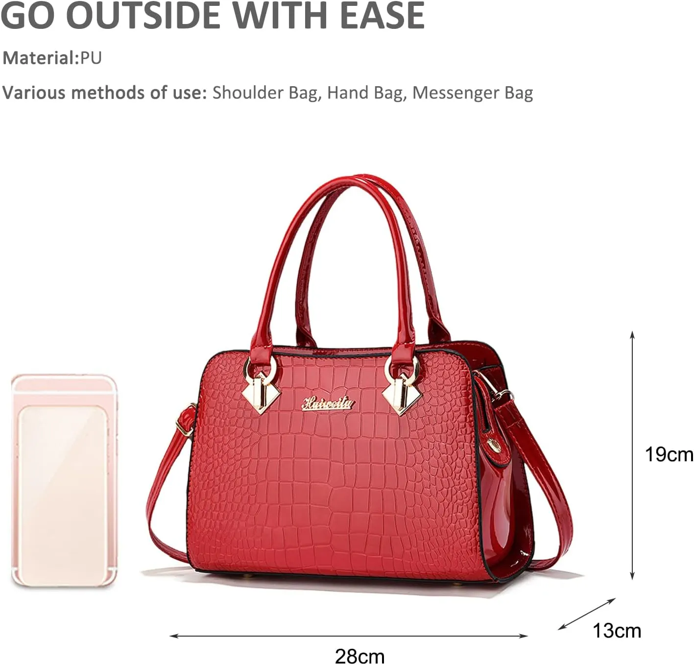 NICOLE & DORIS Ladies Medium Handbags Top Handle Bag Patent Leather Shoulder BagWaterproof Tote Bag