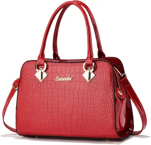NICOLE & DORIS Ladies Medium Handbags Top Handle Bag Patent Leather Shoulder BagWaterproof Tote Bag
