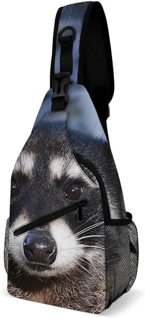 Northern Raccoon's Face Fashion Sling Bag Shoulder Chest Crossbody Bags for Women Men Backpack Daypack Travel Hiking
