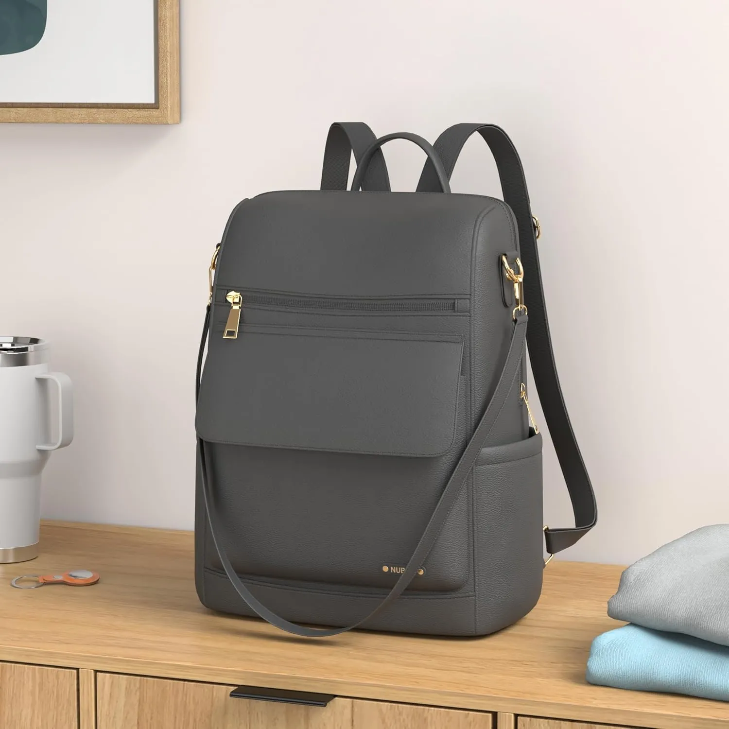 NUBILY Backpack Purse for Women Leather Anti-Theft Mini Backpack Fashion Designer Handbag Convertible Travel Bag Ladies Shoulder Bags, Black