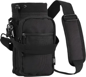 Nuovoware Water Bottle Carrier, 40oz Bottle Carrier Sports Insulated Water Bottle Holder with Adjustable Shoulder Strap, 2 Pockets Flask Sling Bag Drawstring Pouch for Climbing Hiking Walking