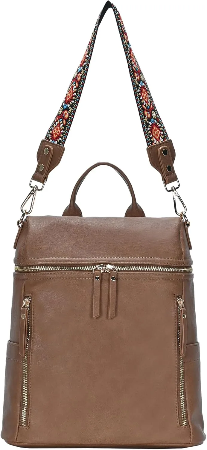 Nyra Webbing Strap Convertible Backpack Purse | Vegan Leather Backpack purse for Women with Detachable Shoulder Strap