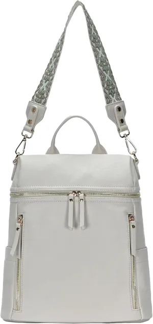 Nyra Webbing Strap Convertible Backpack Purse | Vegan Leather Backpack purse for Women with Detachable Shoulder Strap