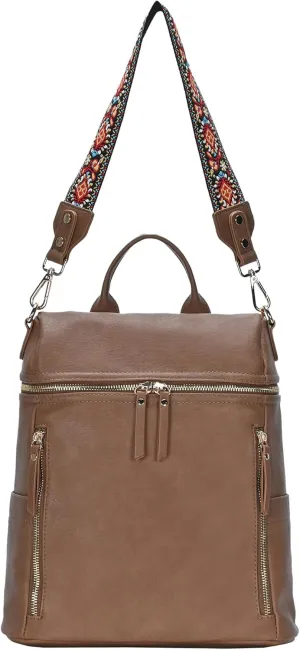 Nyra Webbing Strap Convertible Backpack Purse | Vegan Leather Backpack purse for Women with Detachable Shoulder Strap