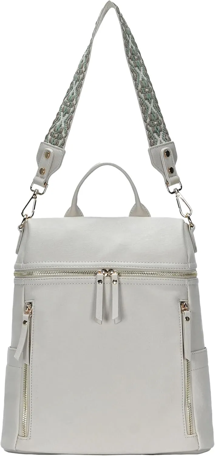 Nyra Webbing Strap Convertible Backpack Purse | Vegan Leather Backpack purse for Women with Detachable Shoulder Strap