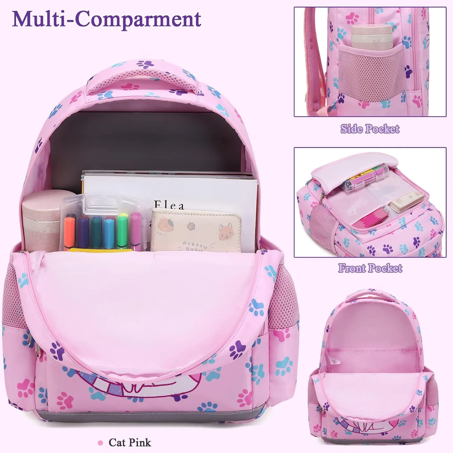 Octsky Backpack for Girls Kids School Backpacks with Lunch Box Preschool Kindergarten BookBag Set With Chest Strap (Castle Unicorn Green)