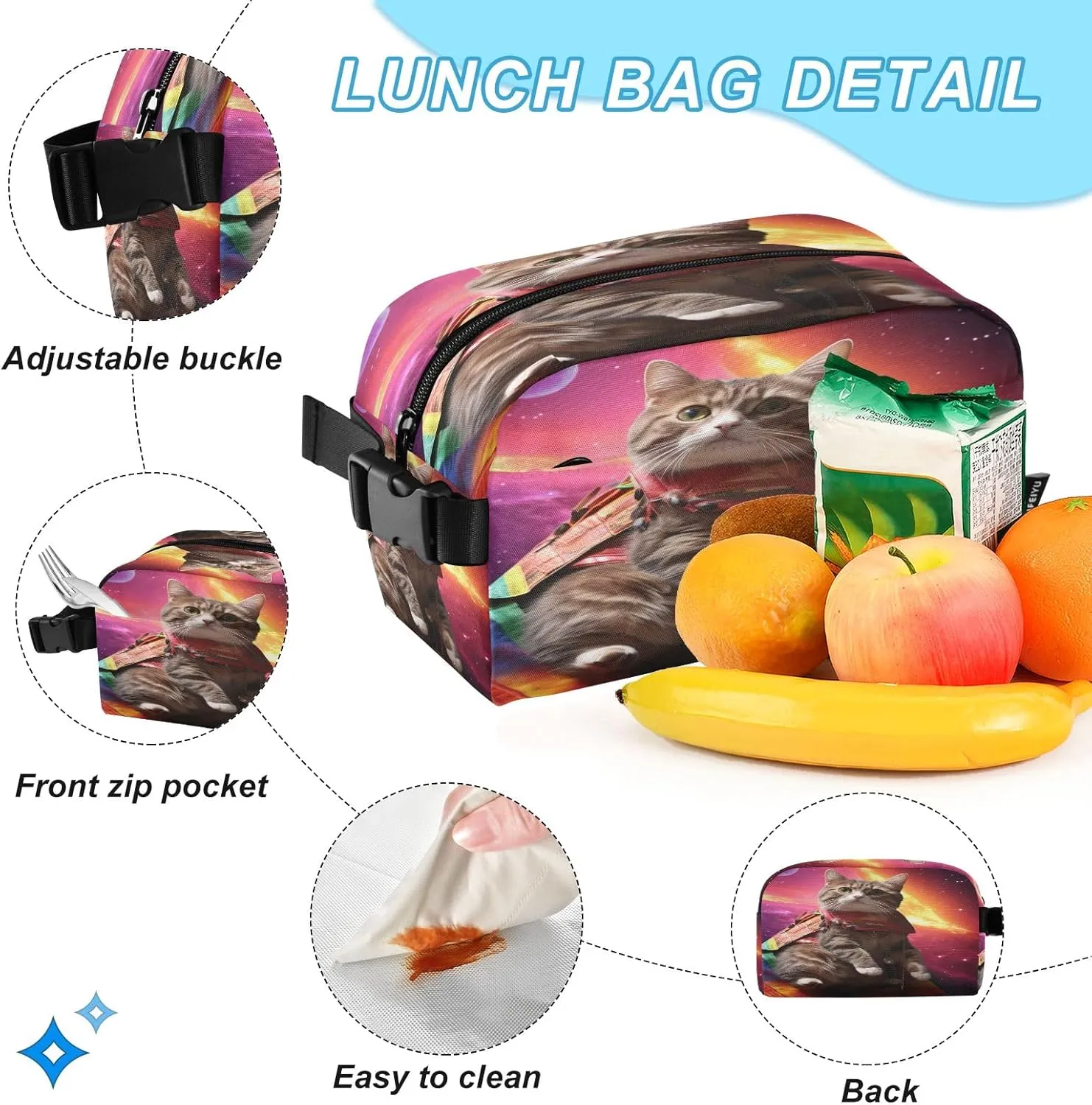 ODAWA Cat Staring off into Space Bookbag School Small Kids Lunch Bag Cute Bookbag
