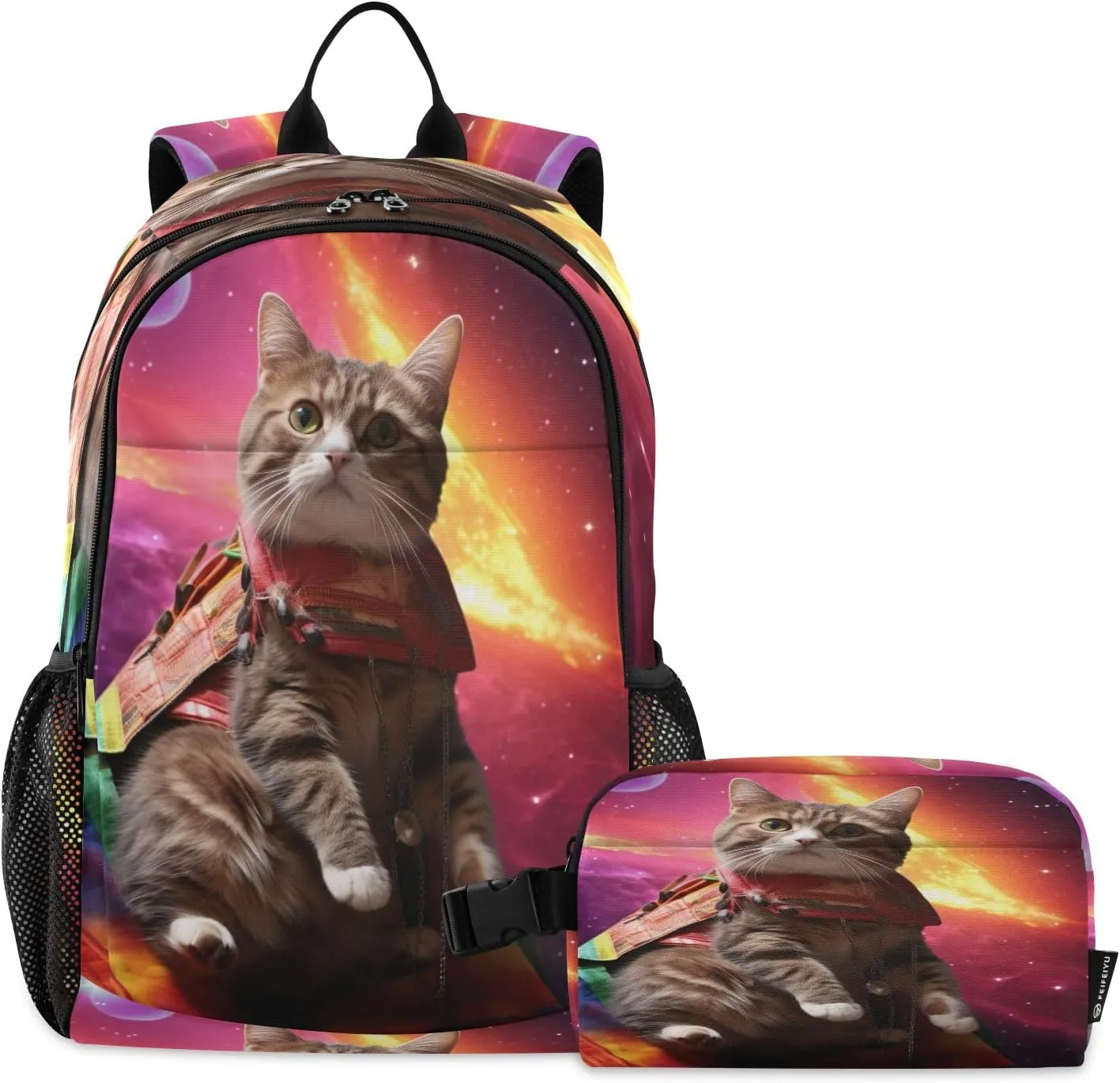 ODAWA Cat Staring off into Space Bookbag School Small Kids Lunch Bag Cute Bookbag